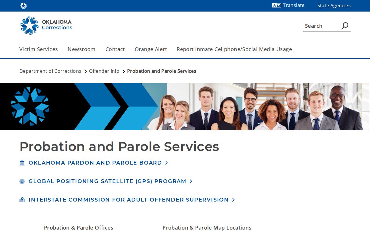 ODOC Holdenville office listing for Okfuskee County parole and probation records